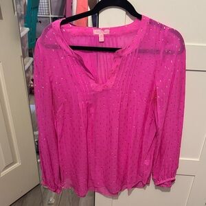 Lilly Pulitzer Fuchsia Sheer Blouse